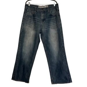 AVIREX 36x30 Bootcut Jeans Men Y2K Faded Wash Flare Leg Denim